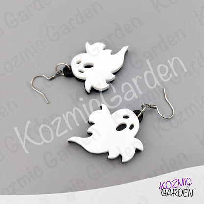Ghost Earrings — Spooky Cute White Black Acrylic Halloween Earrings Funny Gift
