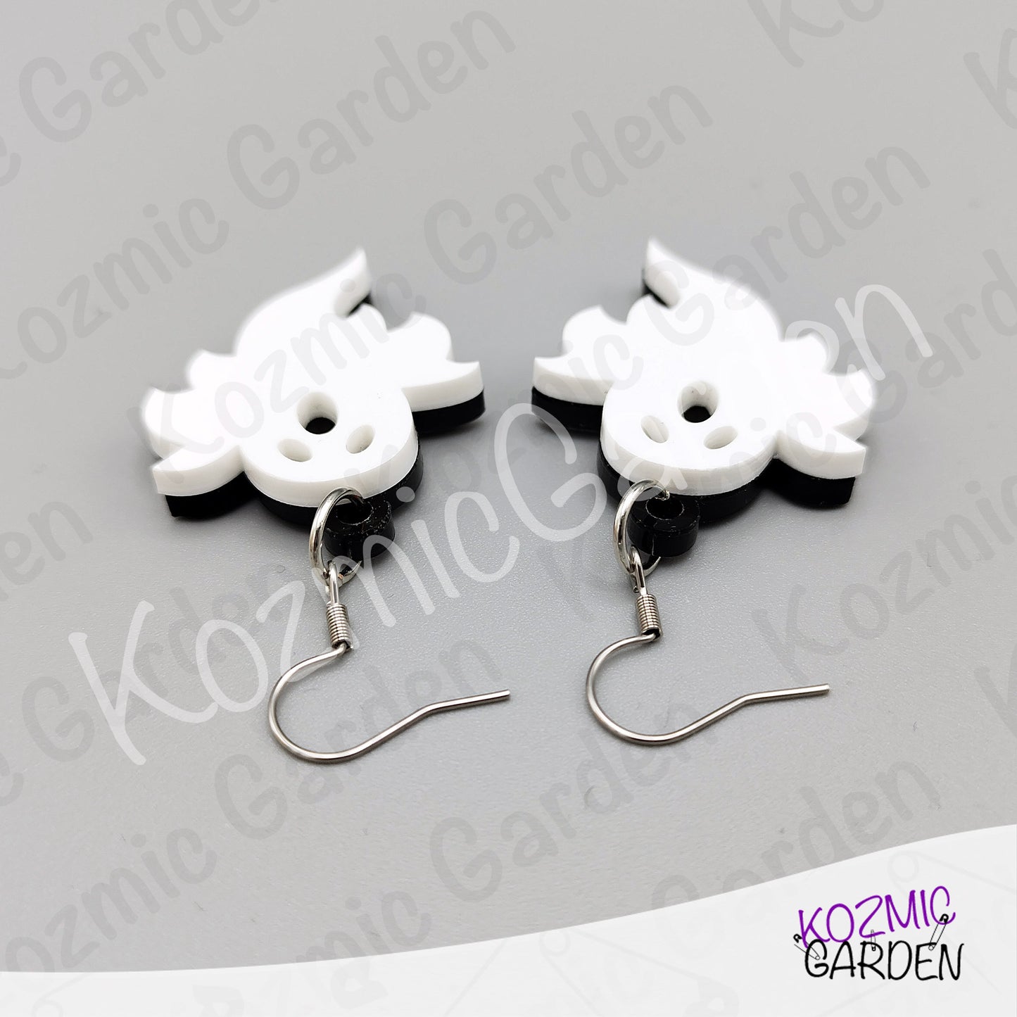 Ghost Earrings — Spooky Cute White Black Acrylic Halloween Earrings Funny Gift