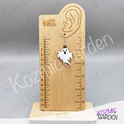 Ghost Earrings — Spooky Cute White Black Acrylic Halloween Earrings Funny Gift