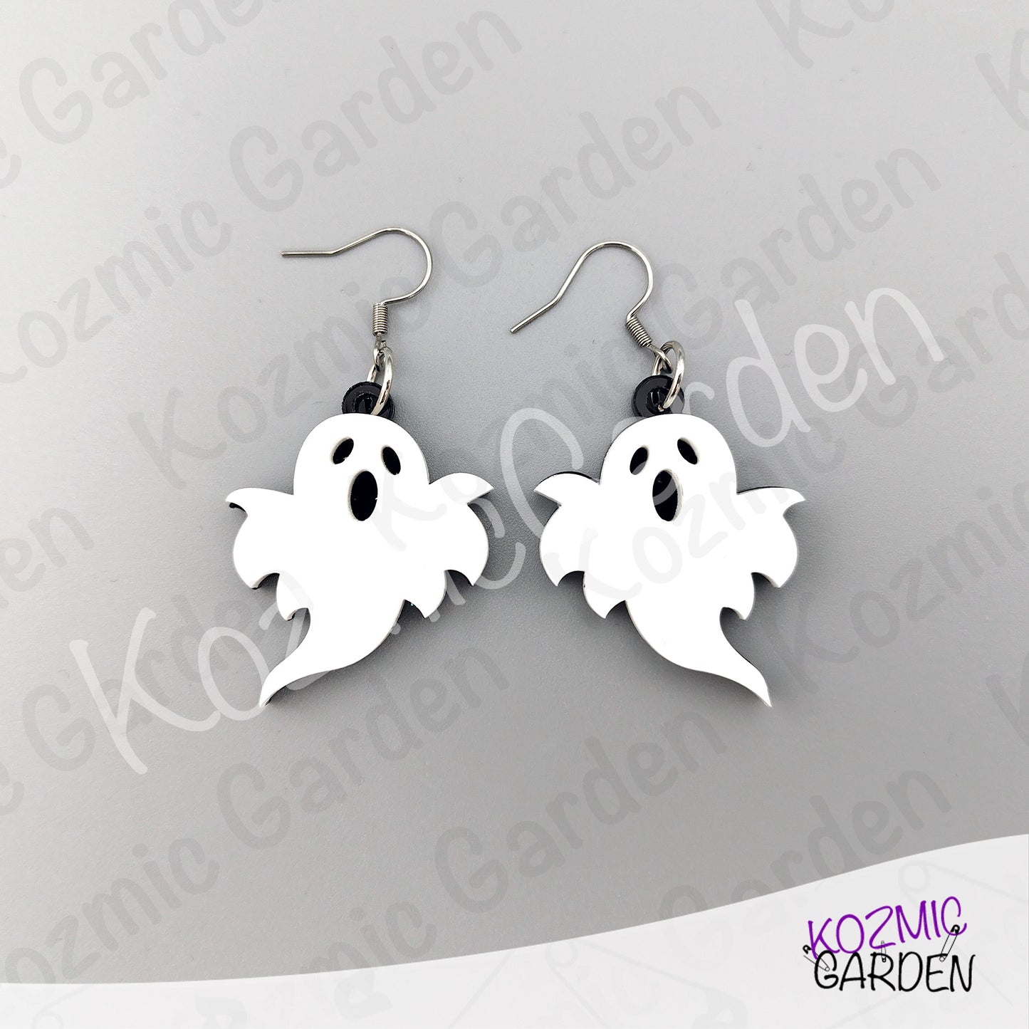 Ghost Earrings — Spooky Cute White Black Acrylic Halloween Earrings Funny Gift