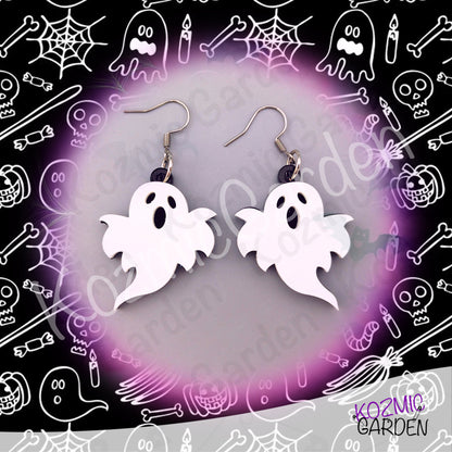 Ghost Earrings — Spooky Cute White Black Acrylic Halloween Earrings Funny Gift