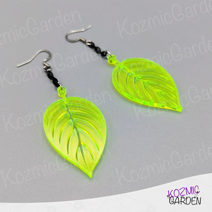 Neon Green Leaf Earrings | Join Nature's Neon Symphony