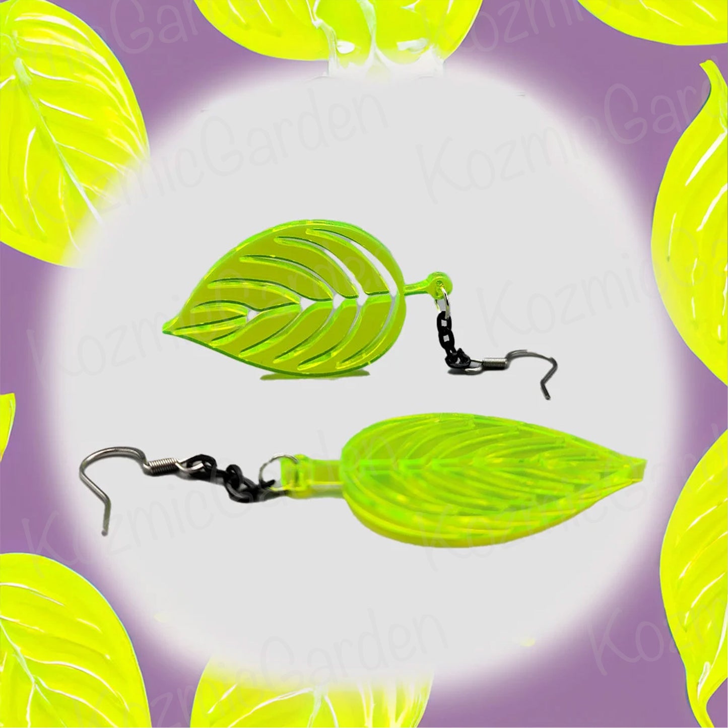 Neon Green Leaf Earrings | Join Nature's Neon Symphony