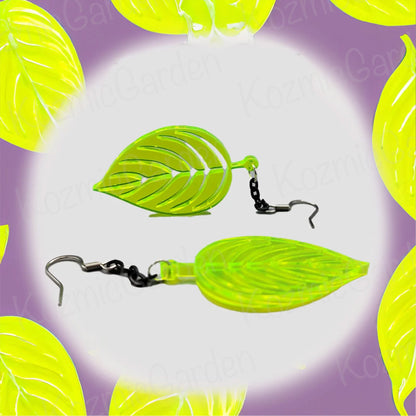 Neon Green Leaf Earrings | Join Nature's Neon Symphony