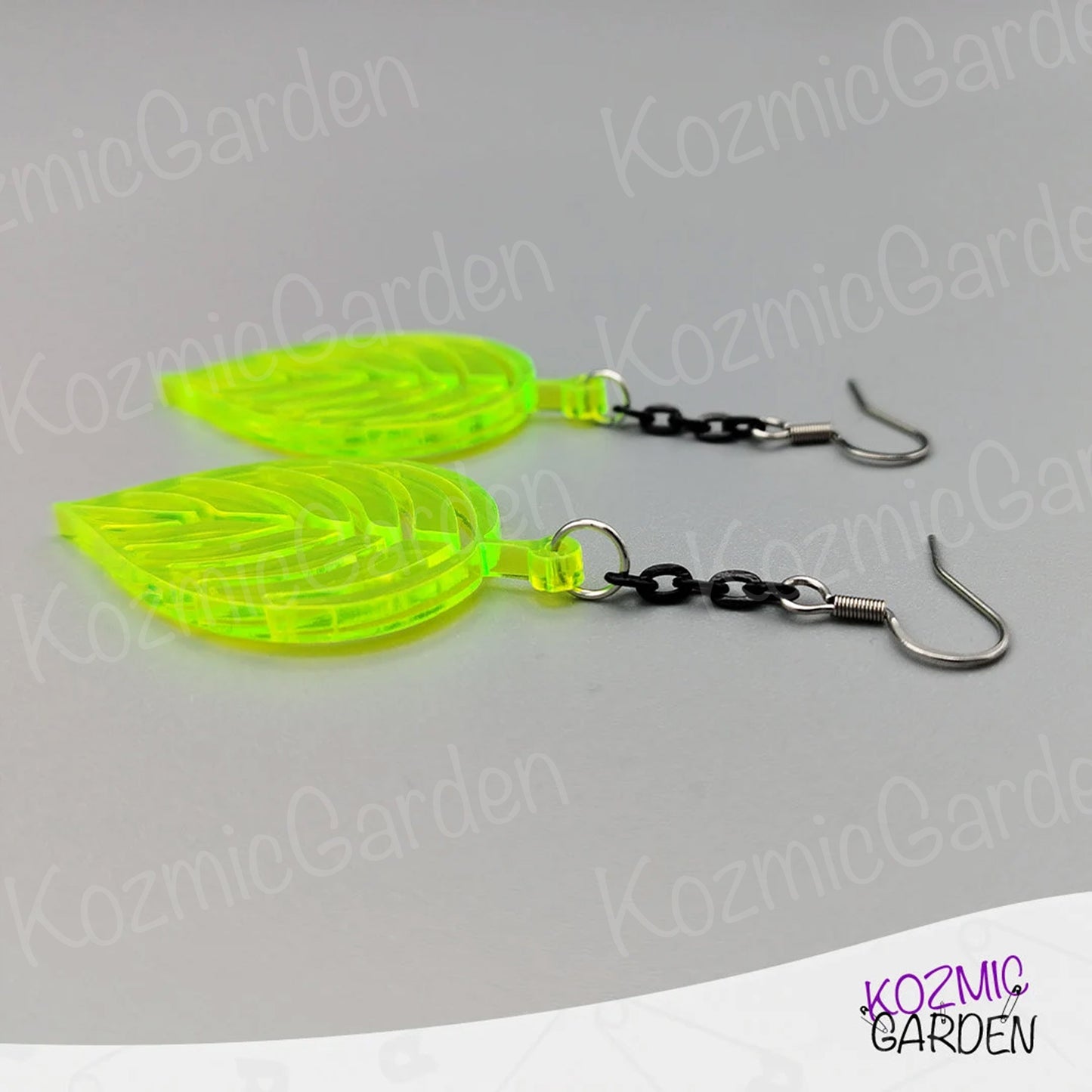 Neon Green Leaf Earrings | Join Nature's Neon Symphony