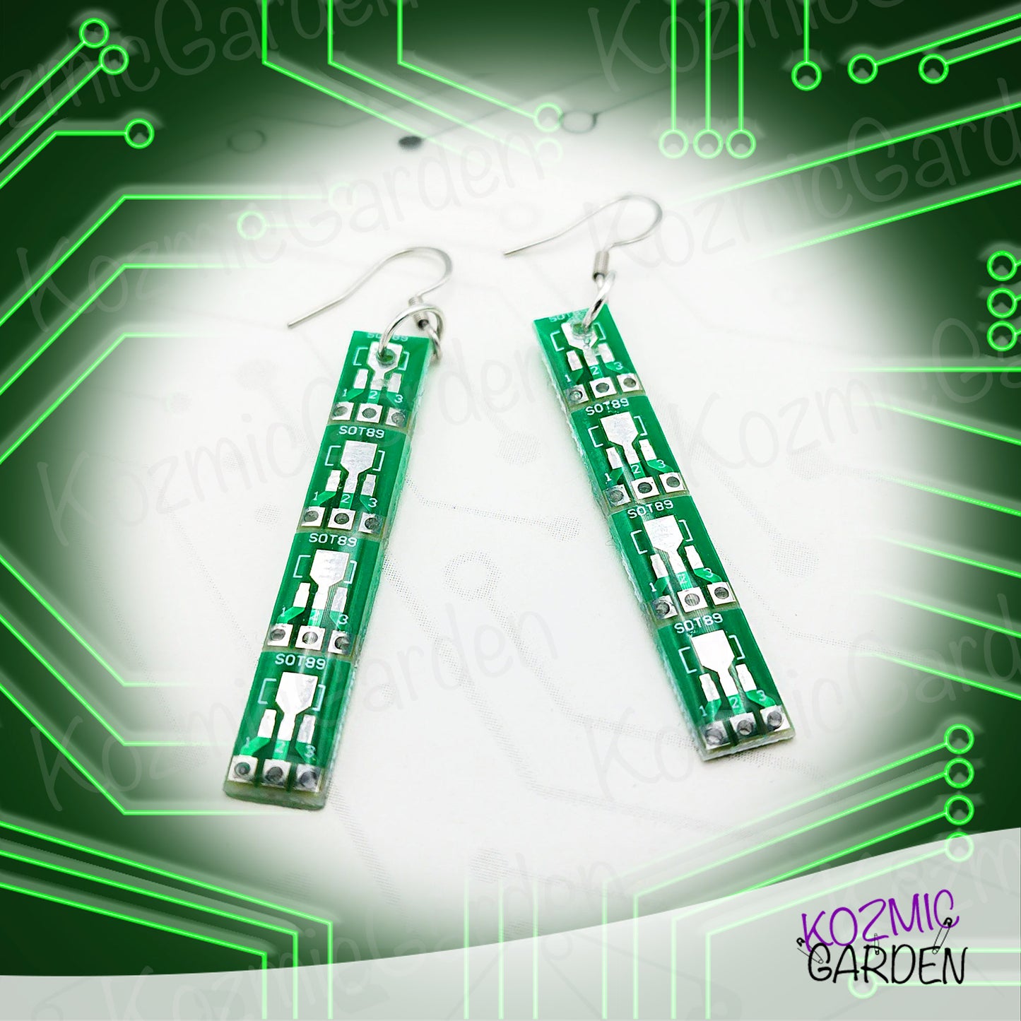 GREEN MICROCHIP EARRINGS | Get Wired for Style!