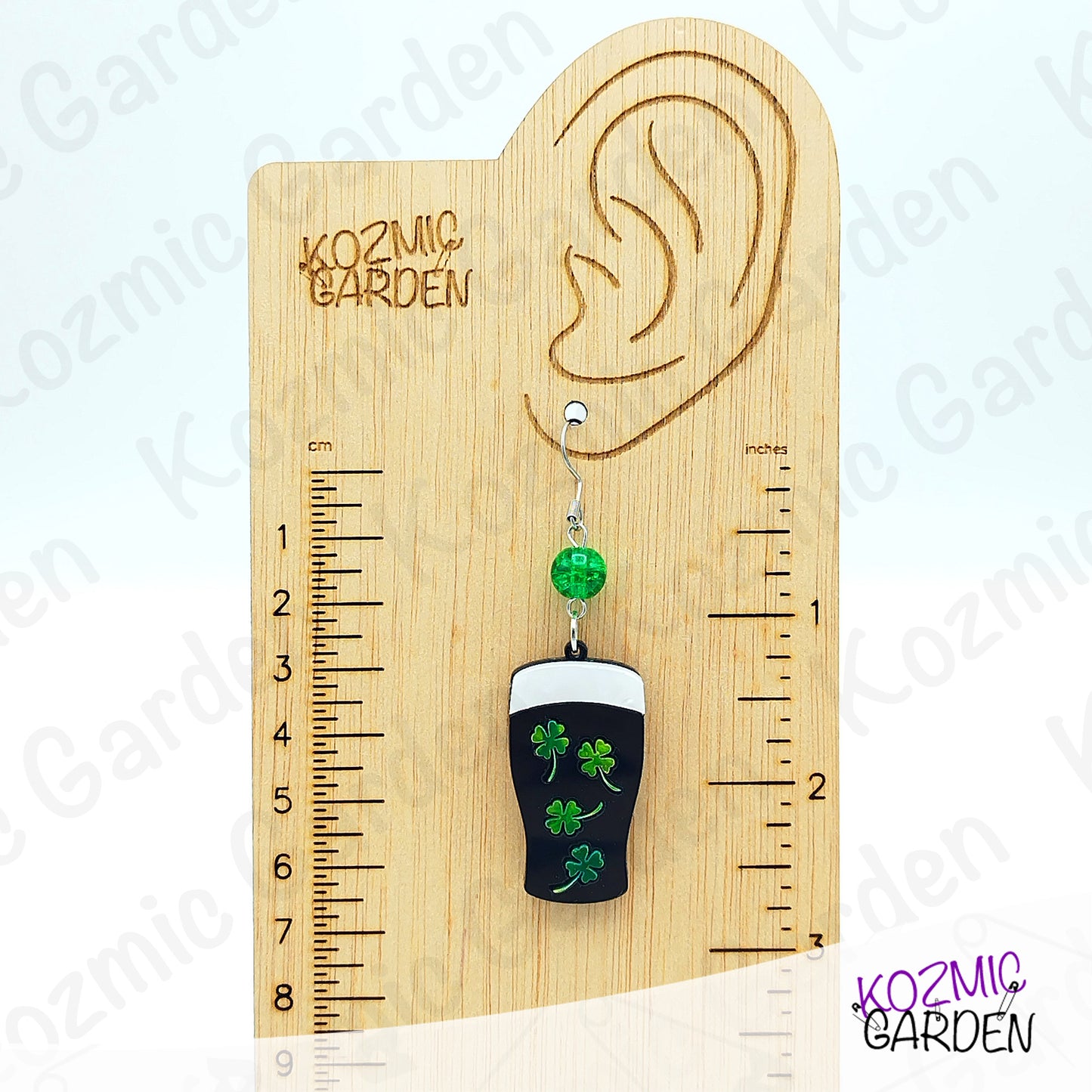 Guinness Stout Beer Earrings with Shamrocks – St Patrick’s Day Sláinte!