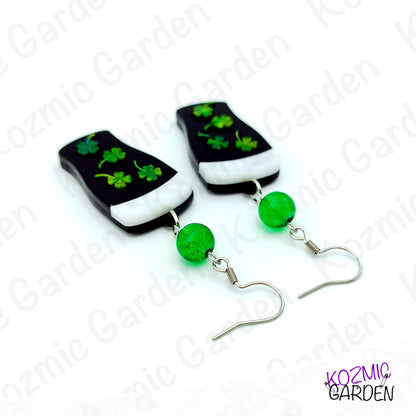 Guinness Stout Beer Earrings with Shamrocks – St Patrick’s Day Sláinte!