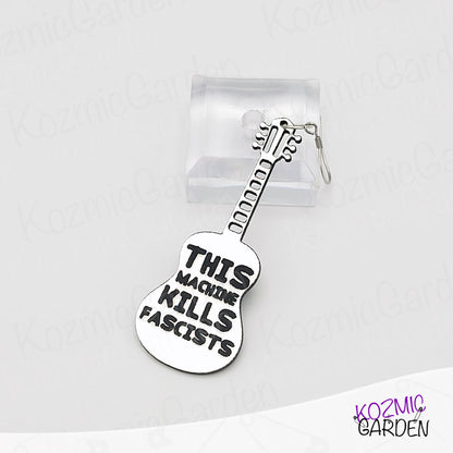 Woody Guthrie "This Machine Kills Fascists" Inspired Guitar Earrings – Protest Earrings in Two Styles