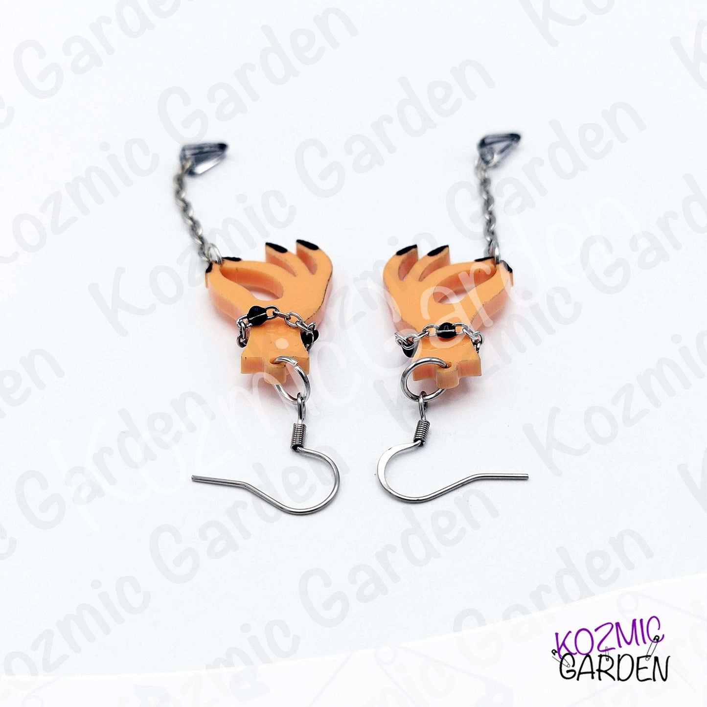 Gothic Hand Pendulum Earrings | Silver Mirrored Acrylic Witchy Jewelry