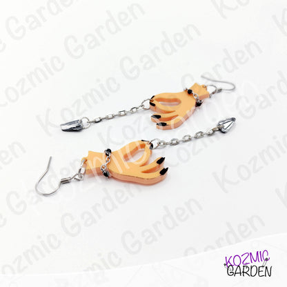 Gothic Hand Pendulum Earrings | Silver Mirrored Acrylic Witchy Jewelry