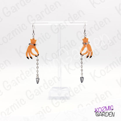 Gothic Hand Pendulum Earrings | Silver Mirrored Acrylic Witchy Jewelry