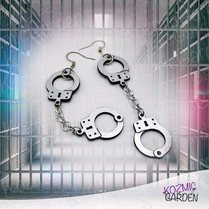 Silver Handcuff Chain Earrings for Rule-Breakers