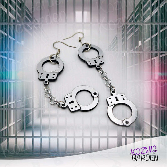 Silver Handcuff Chain Earrings for Rule-Breakers