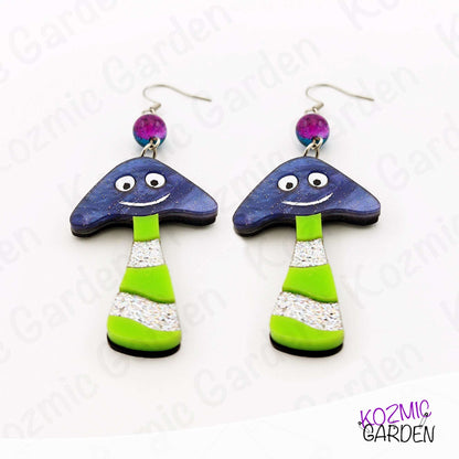 Happy Mushroom Earrings | Fantasy Mushrooms with Eyes & Smile