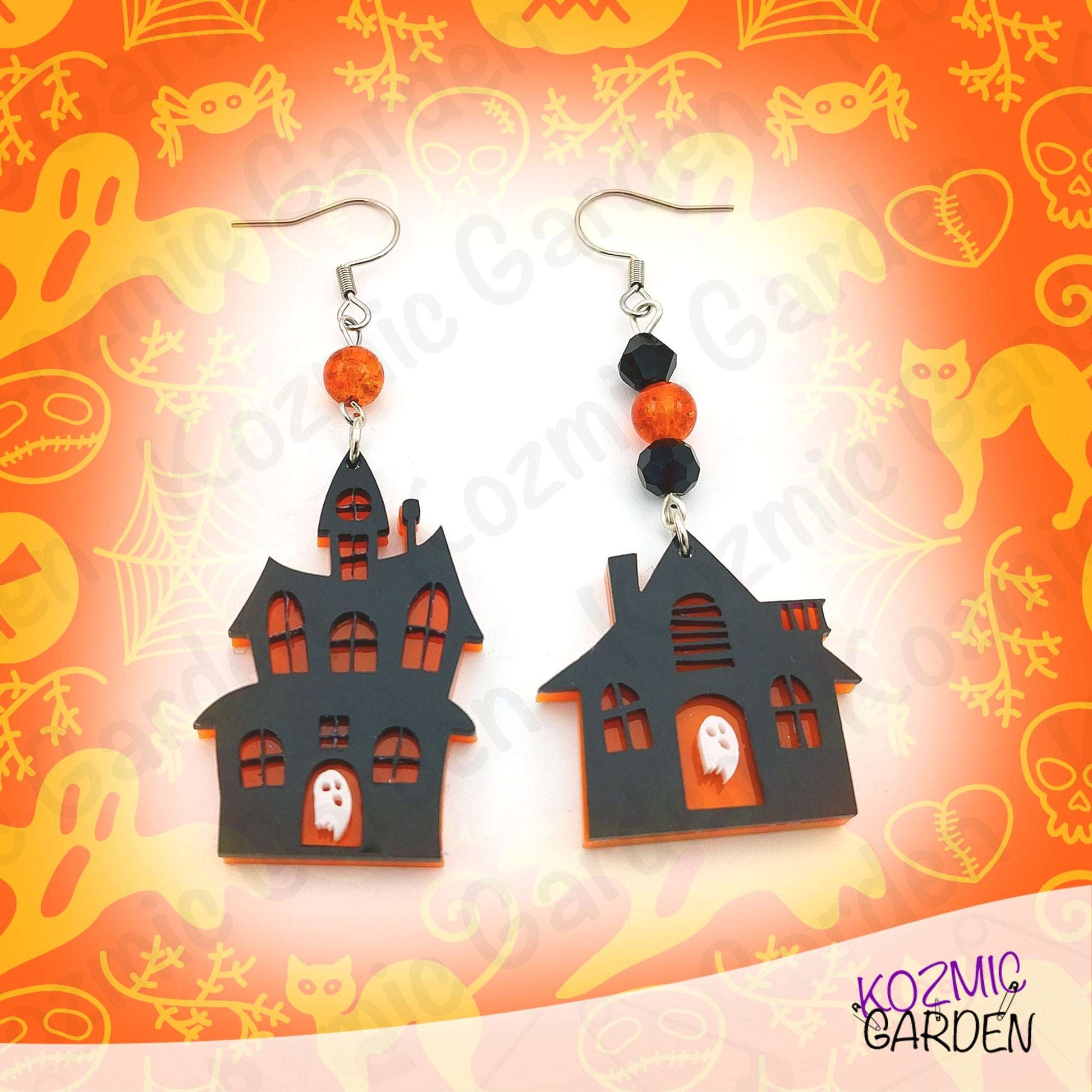 Spooky Haunted Mansion & Haunted House Earrings - Halloween Jewelry