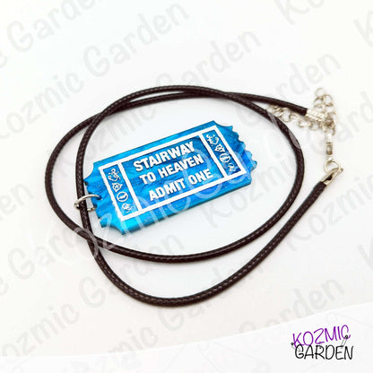 Rock Ticket Brooch or Pendant - Highway to Hell Red Pin & Stairway to Heaven One Way Ticket