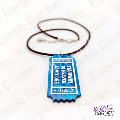 Rock Ticket Brooch or Pendant - Highway to Hell Red Pin & Stairway to Heaven One Way Ticket