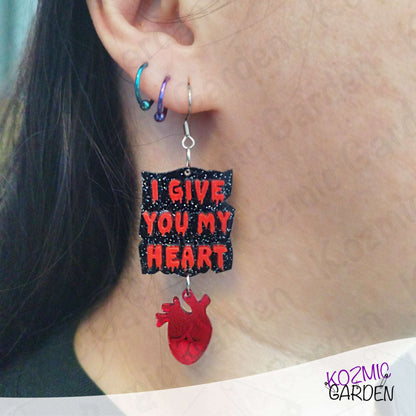 “I Give You My Heart” Earrings – Dark Valentine Gothic Jewelry