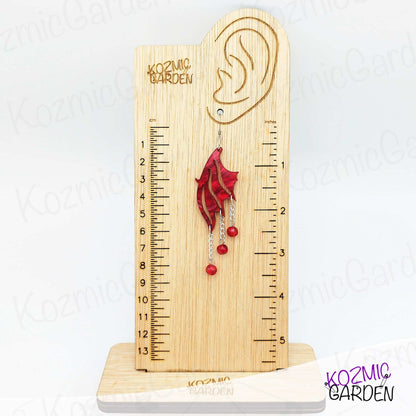 Red Marbled Fairy Wing Earrings - For Independent and Enpowered Fairies!