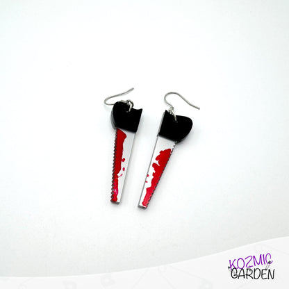 Bloody Knife, Saw and Butcher Knife Earrings | Unleash Your Inner Slasher!