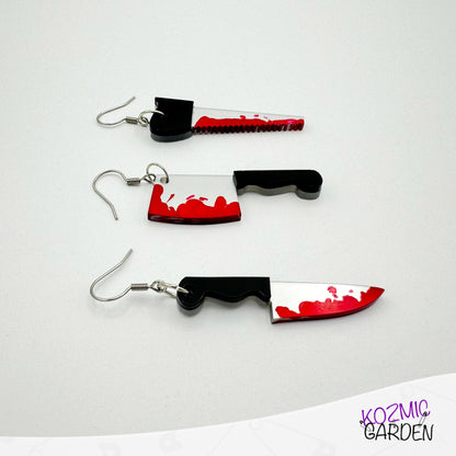 Bloody Knife, Saw and Butcher Knife Earrings | Unleash Your Inner Slasher!