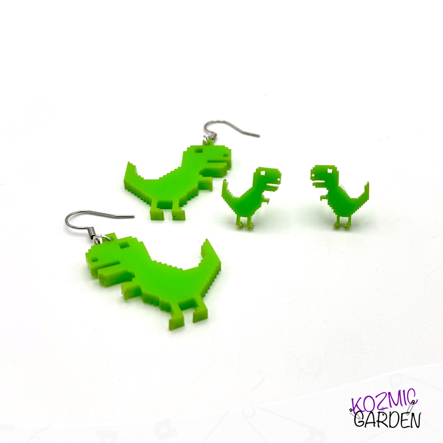 T-Rex Earrings No Internet Earrings - Level up your style with retro gaming jewelry!