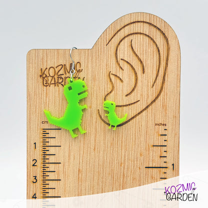 T-Rex Earrings No Internet Earrings - Level up your style with retro gaming jewelry!