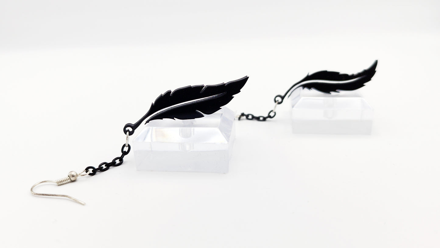 RAVEN FEATHER EARRINGS - Kozmic Garden