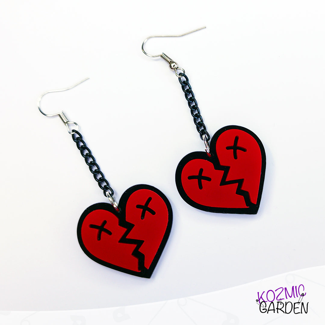 Dead and Bloody Hearts Earrings - Kozmic Garden