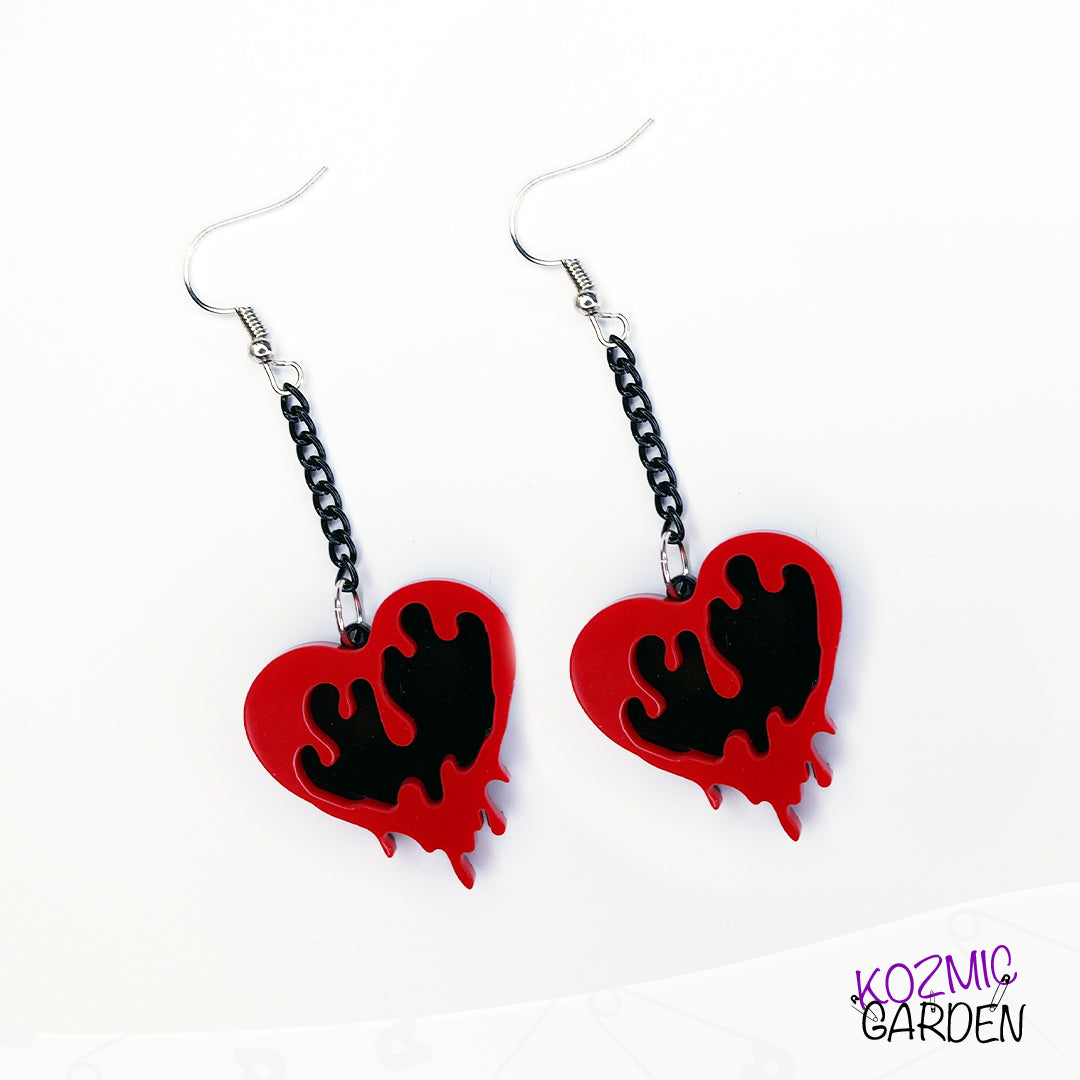 Dead and Bloody Hearts Earrings - Kozmic Garden