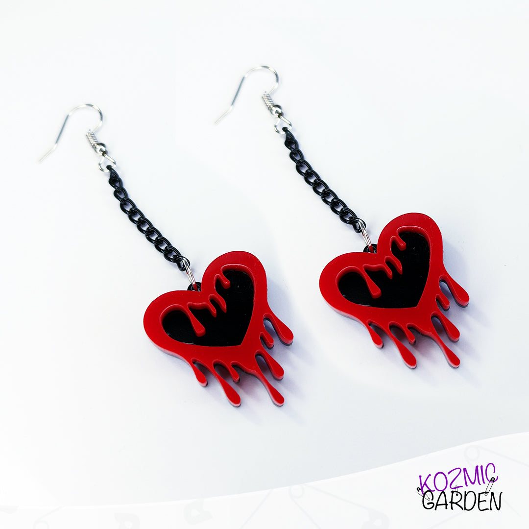 Dead and Bloody Hearts Earrings - Kozmic Garden