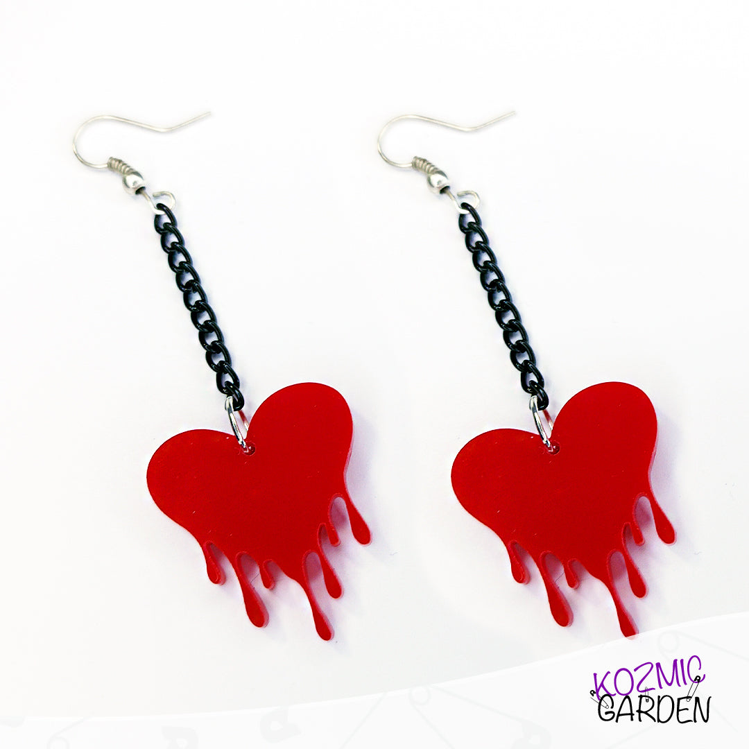 Dead and Bloody Hearts Earrings - Kozmic Garden