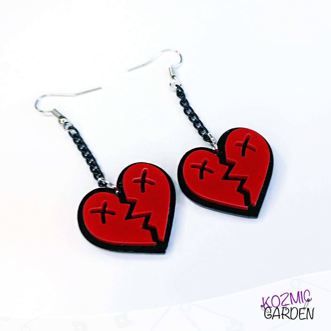 Dead and Bloody Hearts Earrings - Kozmic Garden