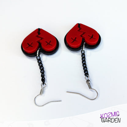 Dead and Bloody Hearts Earrings - Kozmic Garden