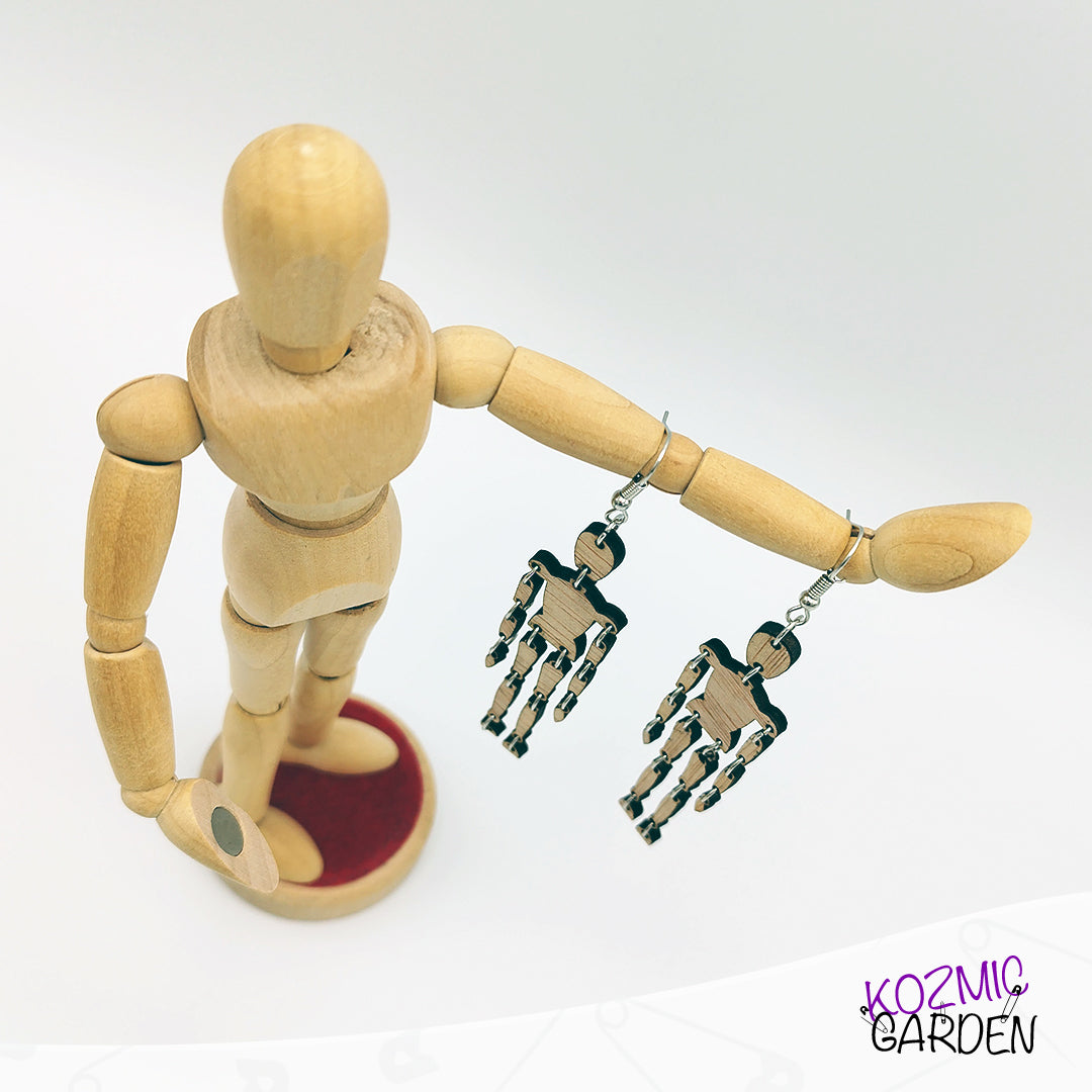 ARTIST WOODEN MANNEQUIN EARRINGS - Kozmic Garden