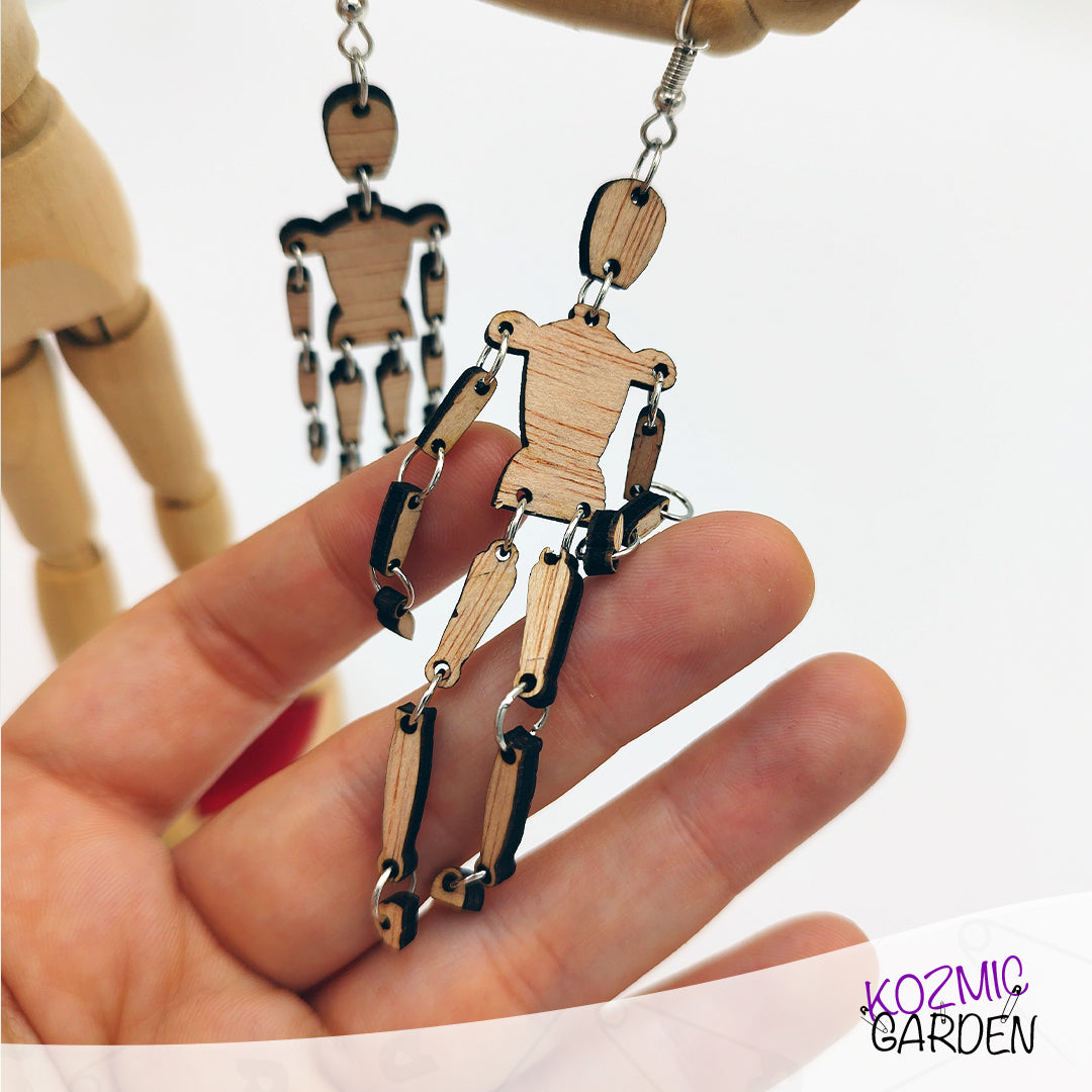 ARTIST WOODEN MANNEQUIN EARRINGS - Kozmic Garden