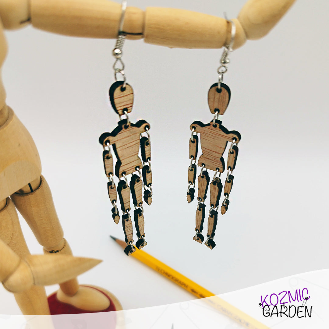 ARTIST WOODEN MANNEQUIN EARRINGS - Kozmic Garden