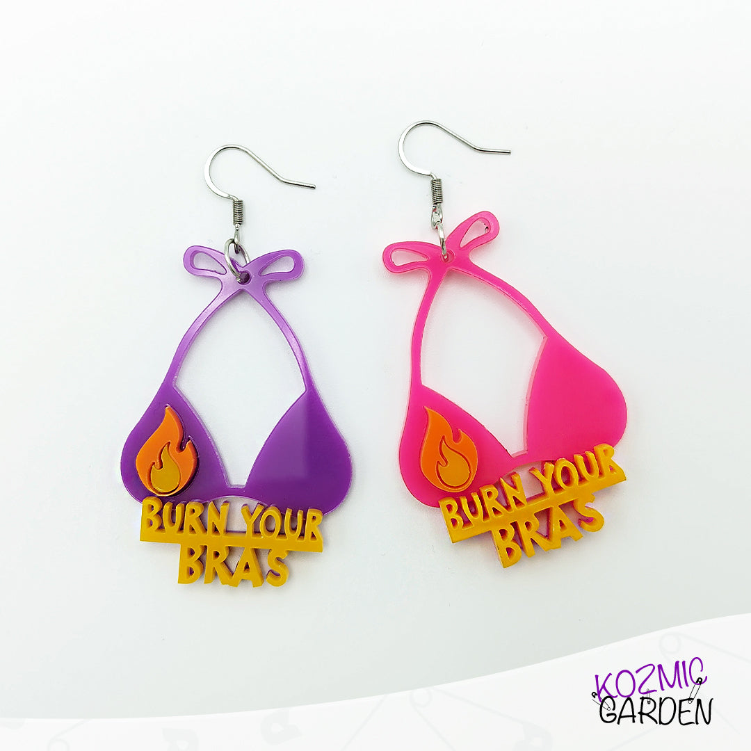 BURN YOUR BRAS EARRINGS - Ignite the Feminist Fight!