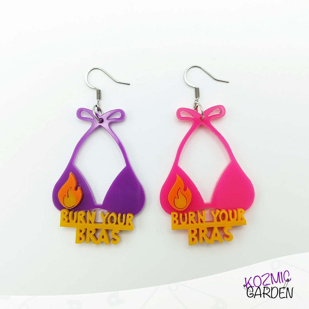 BURN YOUR BRAS EARRINGS - Ignite the Feminist Fight!