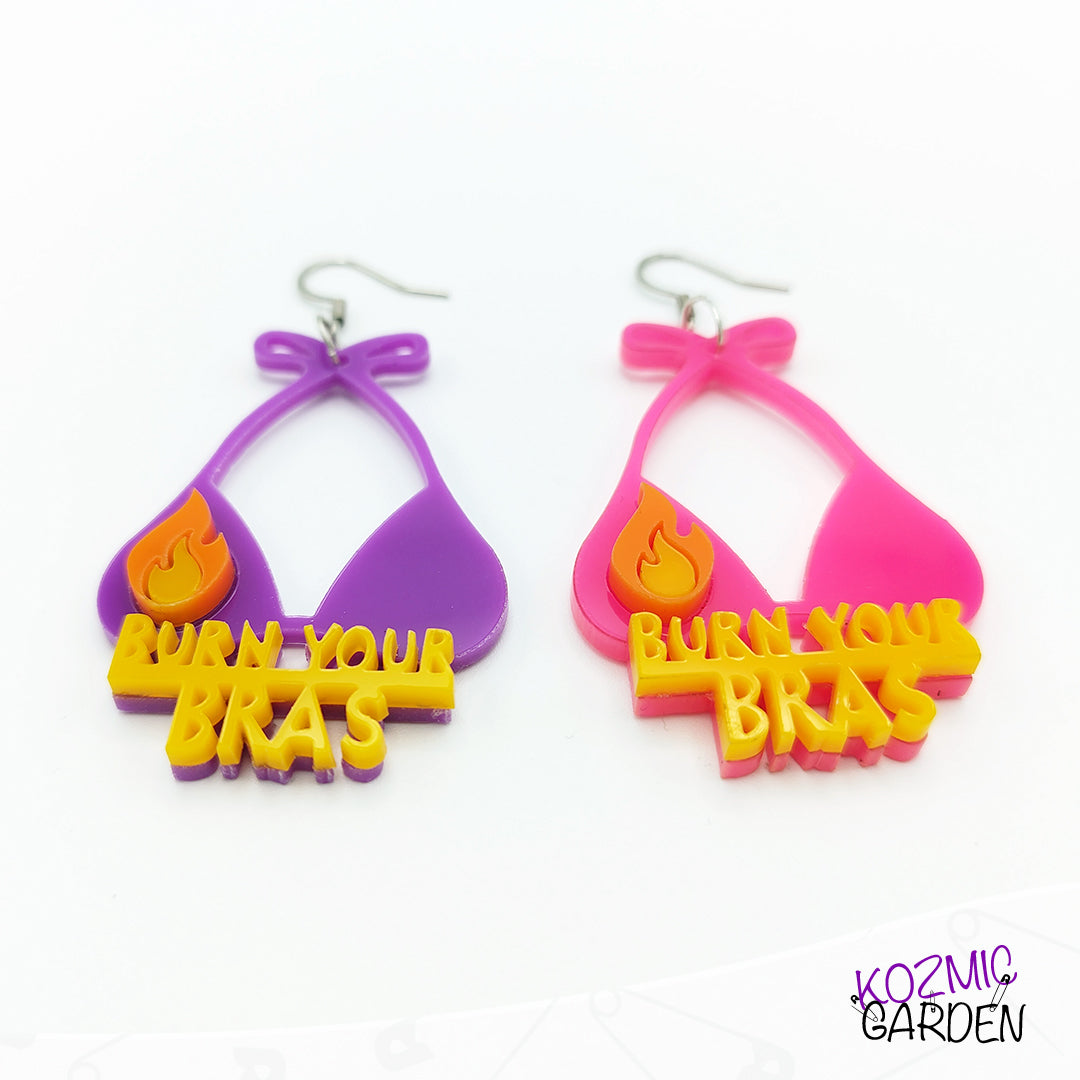 BURN YOUR BRAS EARRINGS - Ignite the Feminist Fight!