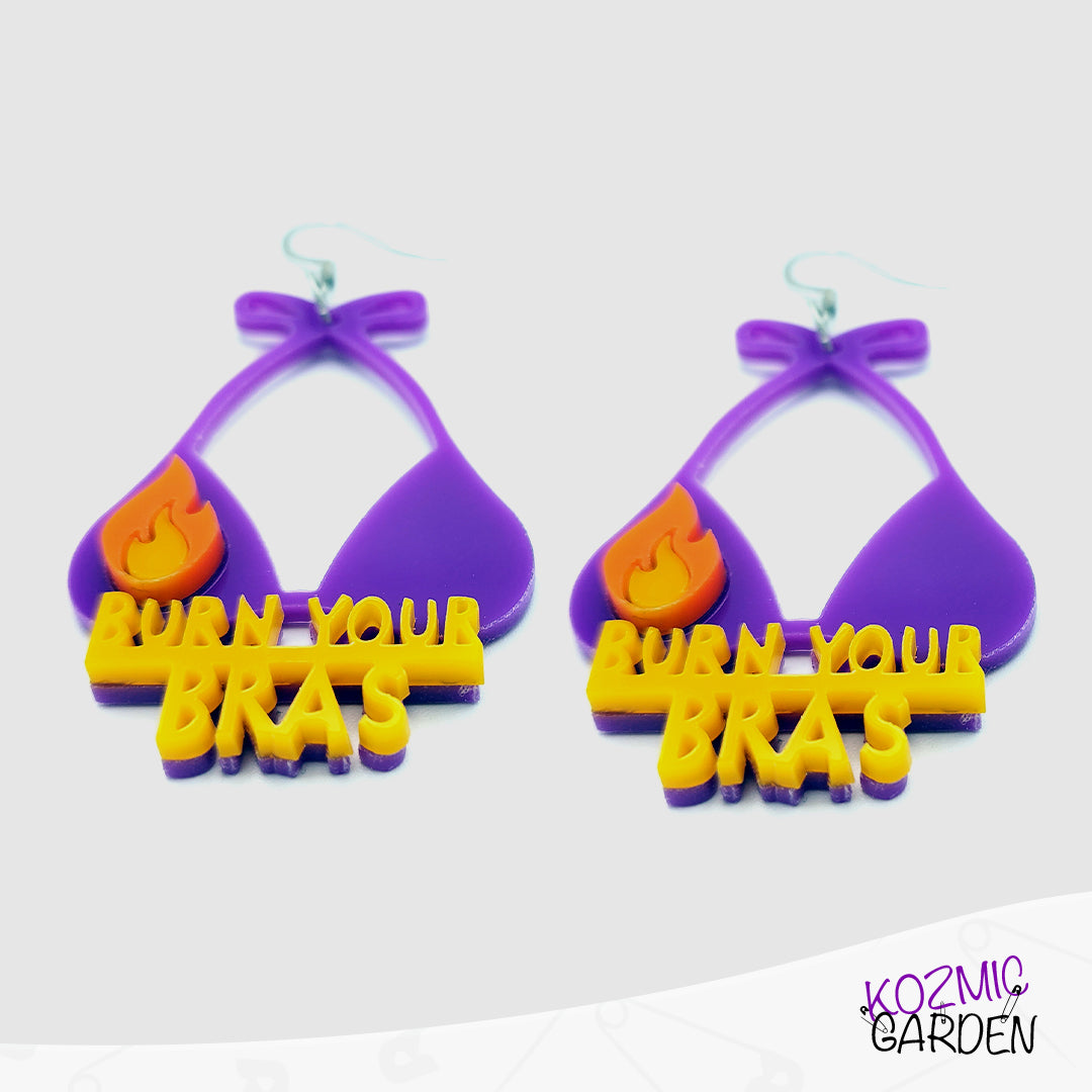 BURN YOUR BRAS EARRINGS - Ignite the Feminist Fight!