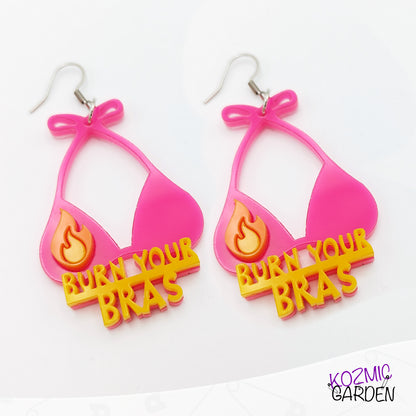 BURN YOUR BRAS EARRINGS - Ignite the Feminist Fight!