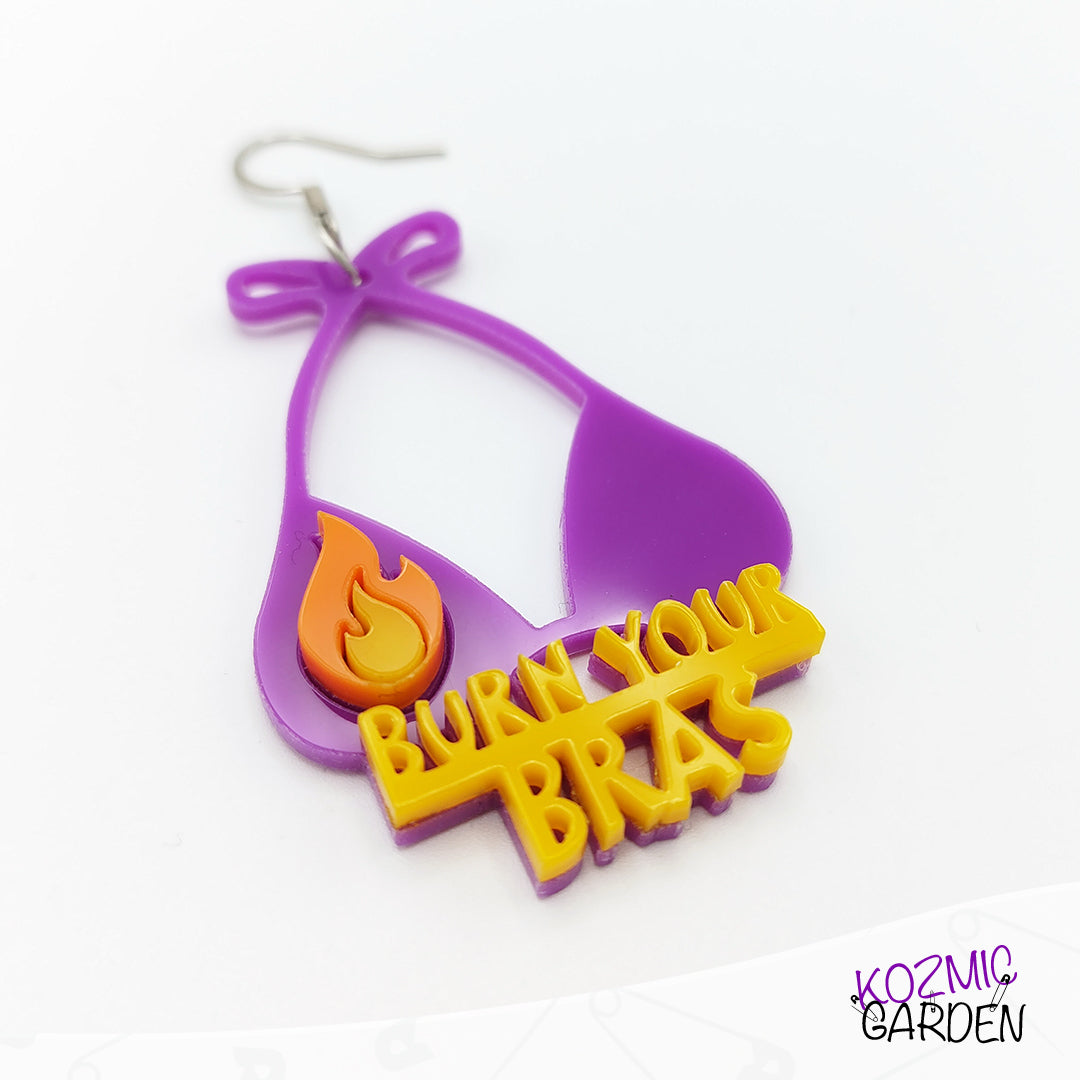 BURN YOUR BRAS EARRINGS - Ignite the Feminist Fight!