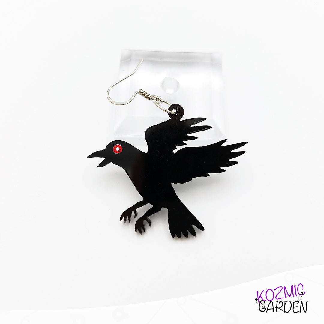 FLYING RAVEN EARRINGS | Where elegance meets gothic allure!