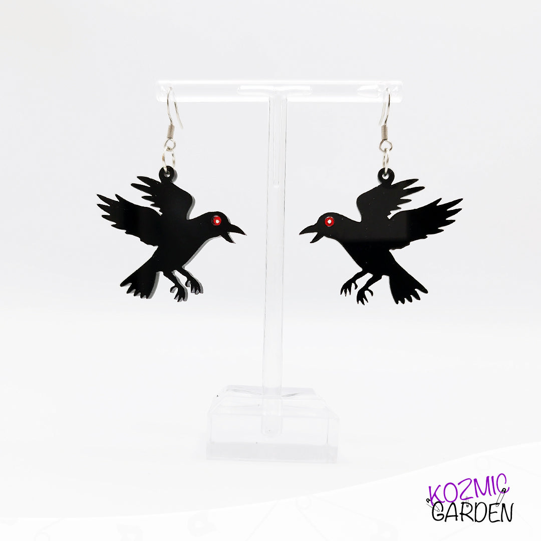 FLYING RAVEN EARRINGS | Where elegance meets gothic allure!