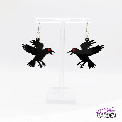 FLYING RAVEN EARRINGS | Where elegance meets gothic allure!