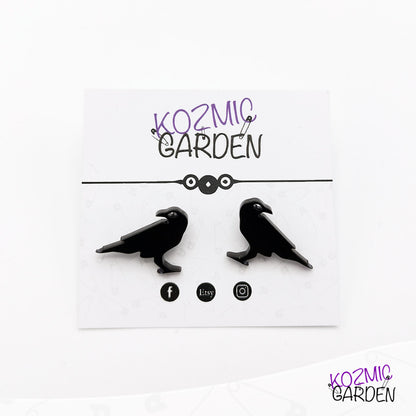 Gothic Raven Stud Earrings | Edgar Allan Poe Vibes!