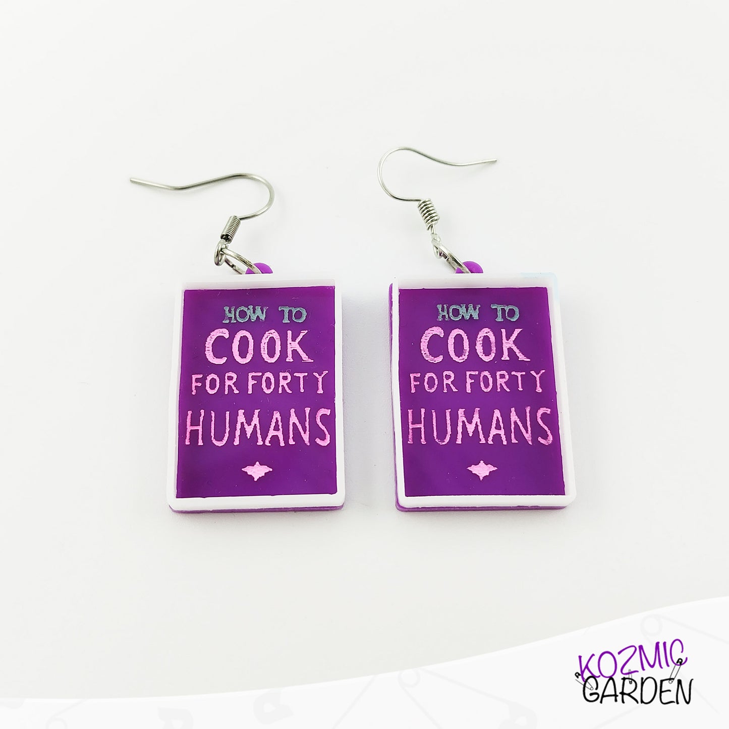 How to Cook 40 Humans Book Earrings - Simpsons Treehouse of Horror Inspired