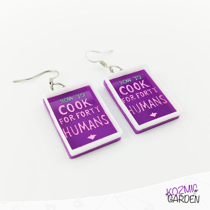 How to Cook 40 Humans Book Earrings - Simpsons Treehouse of Horror Inspired